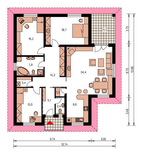 План дома внутри - первый этаж